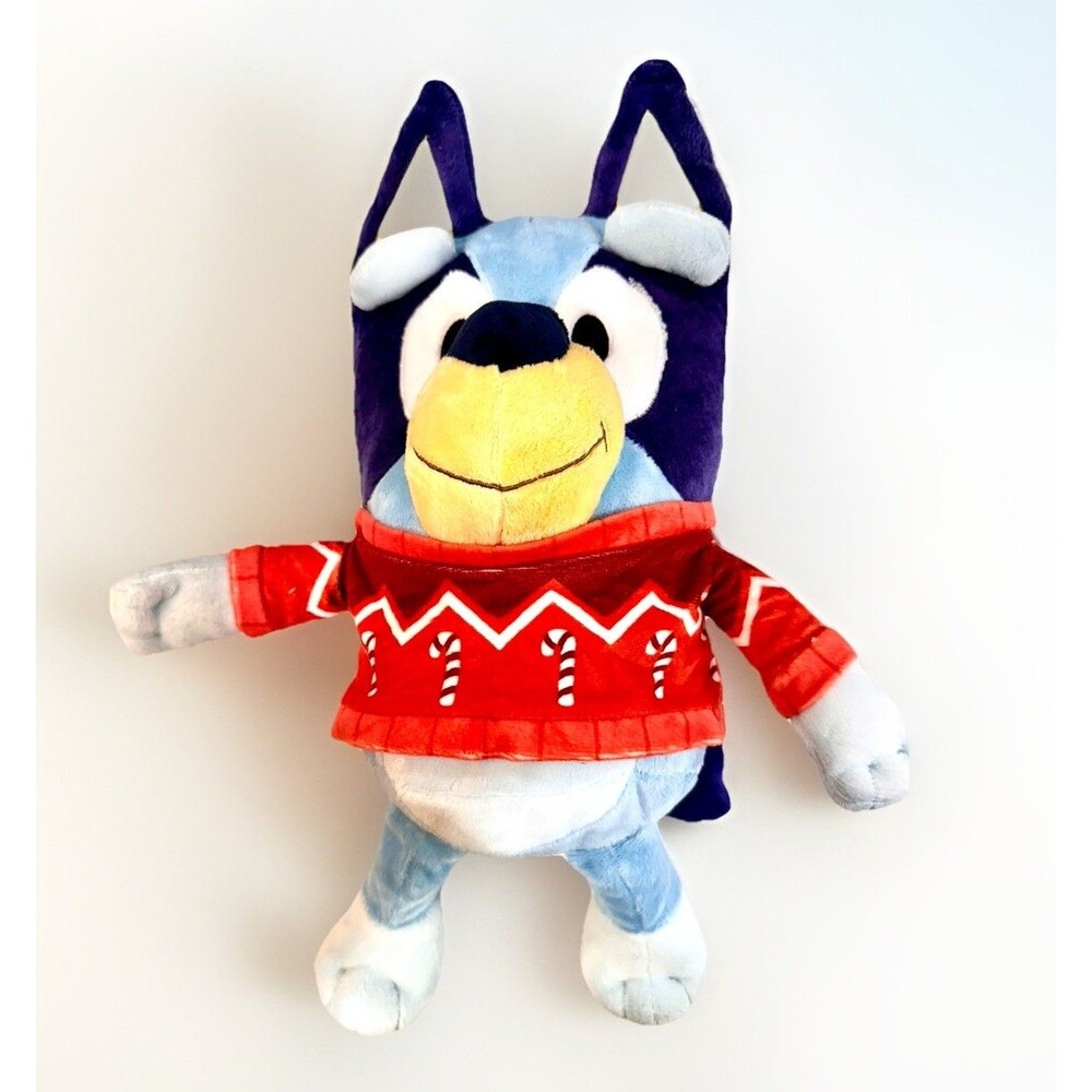 Bluey Christmas Holiday Plush Toy‎ Candy Cane Sweater Animal Adventure NWT 10in
